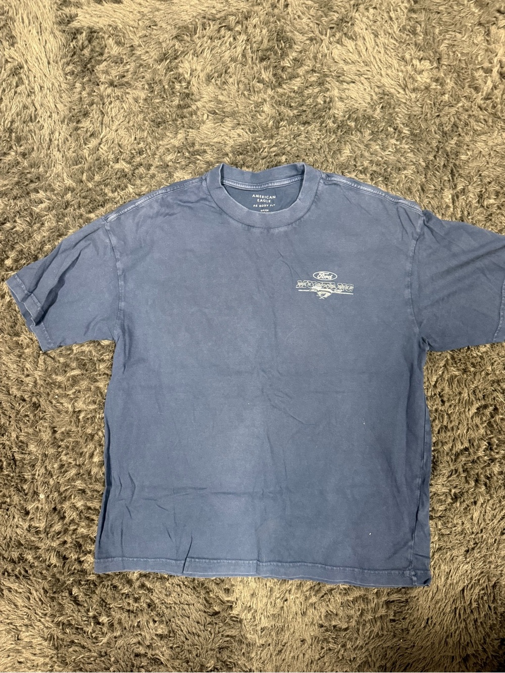 American Eagle Outfitters Navy Ford Logo Short-Sleeve Box-Fit Tee